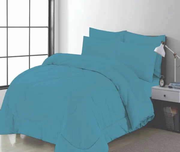 Teal Blue Plain Comforter Set