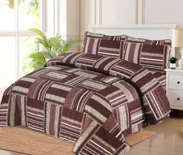 7 Pcs Printed Rustic Geometric Striped Comforter Set