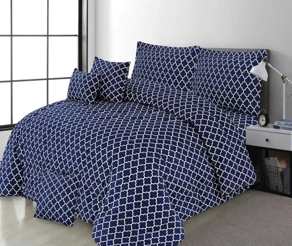 7 Pcs Printed Classic Charm, Modern Comforter Set