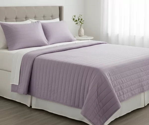 Lavender Plain Quilt Horizontal Stitch
