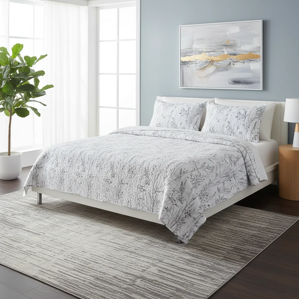 Light And Airy Floral Printed Quilt Set