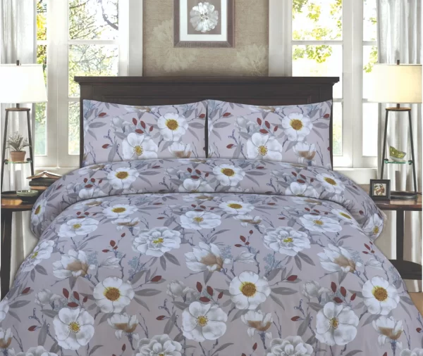Grey Floral Printed Duvet