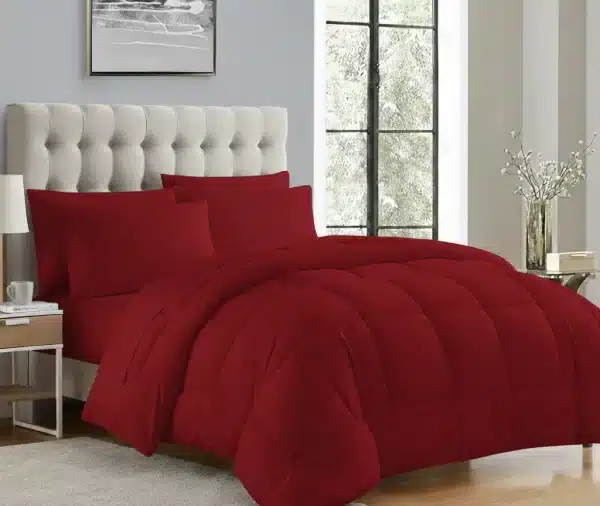 Vibrant Red Plain Comforter Set
