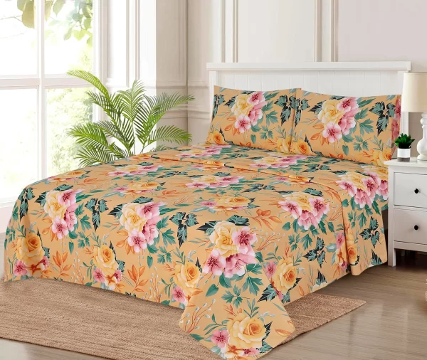 Yellow Base Floral Fitted Sheet