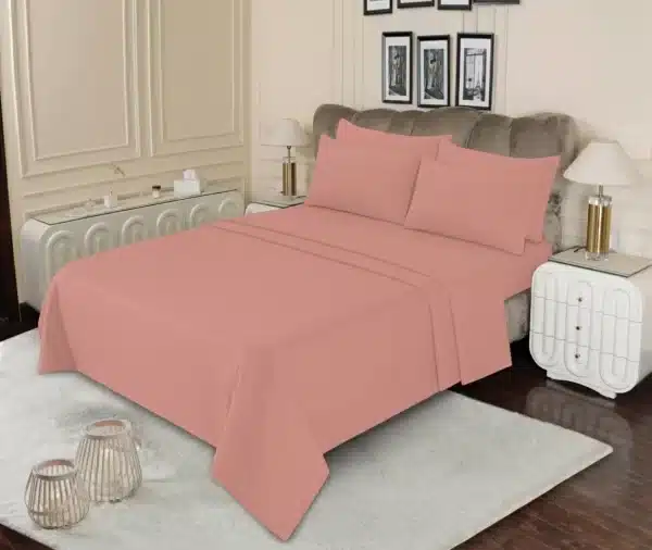 Soft Peach Plain Bedsheet