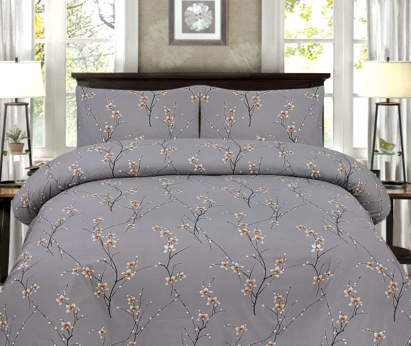 Grey Blossom Branch Printed Duvet