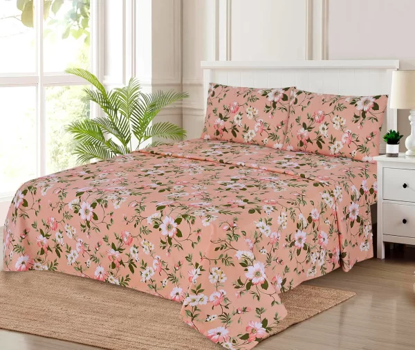 White Pink Rose Fitted Bedsheet