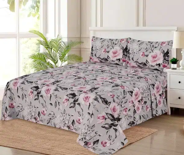 Black Leaves Rose Print Sheet