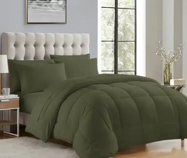 Olive Green Plain Comforter