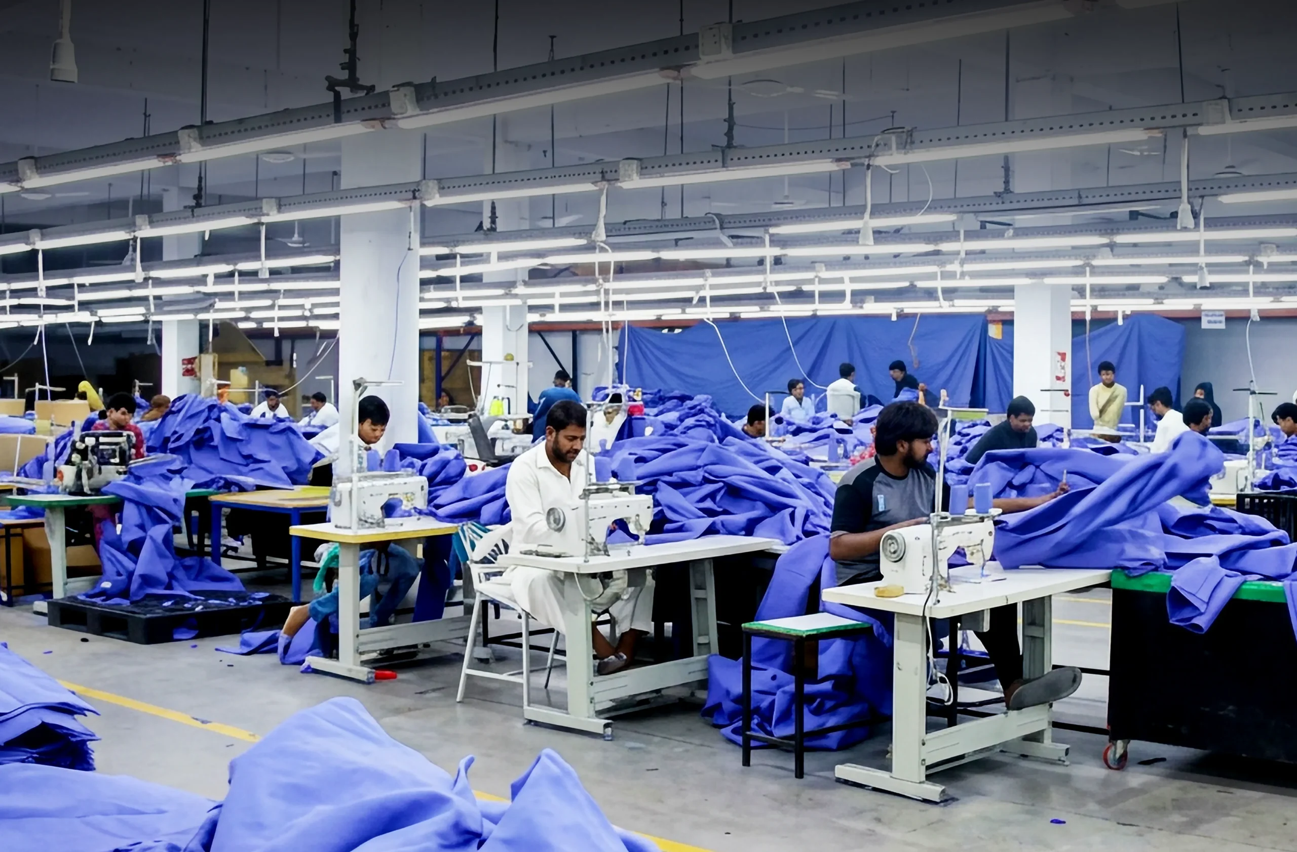 Clothing manufacturing process at Hilton Enterprises - Modern apparel production facility in Faisalabad