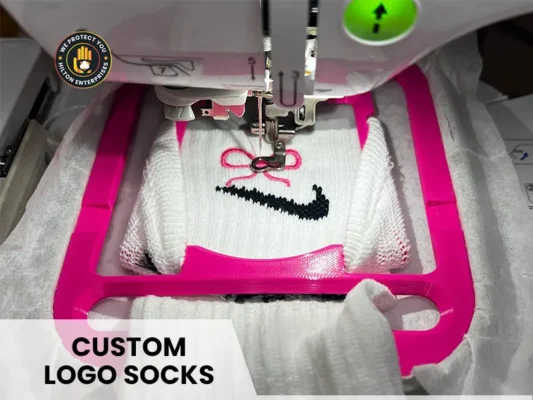 Custom logo socks showing private label branding and customization options for brands