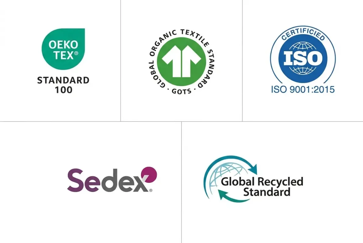 International certifications held by Pakistan clothing manufacturers including OEKO-TEX GOTS ISO