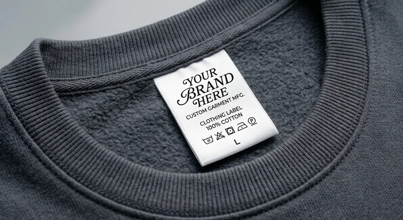 Custom woven labels for private label apparel — damask and satin weave, Hilton Enterprises Pakistan