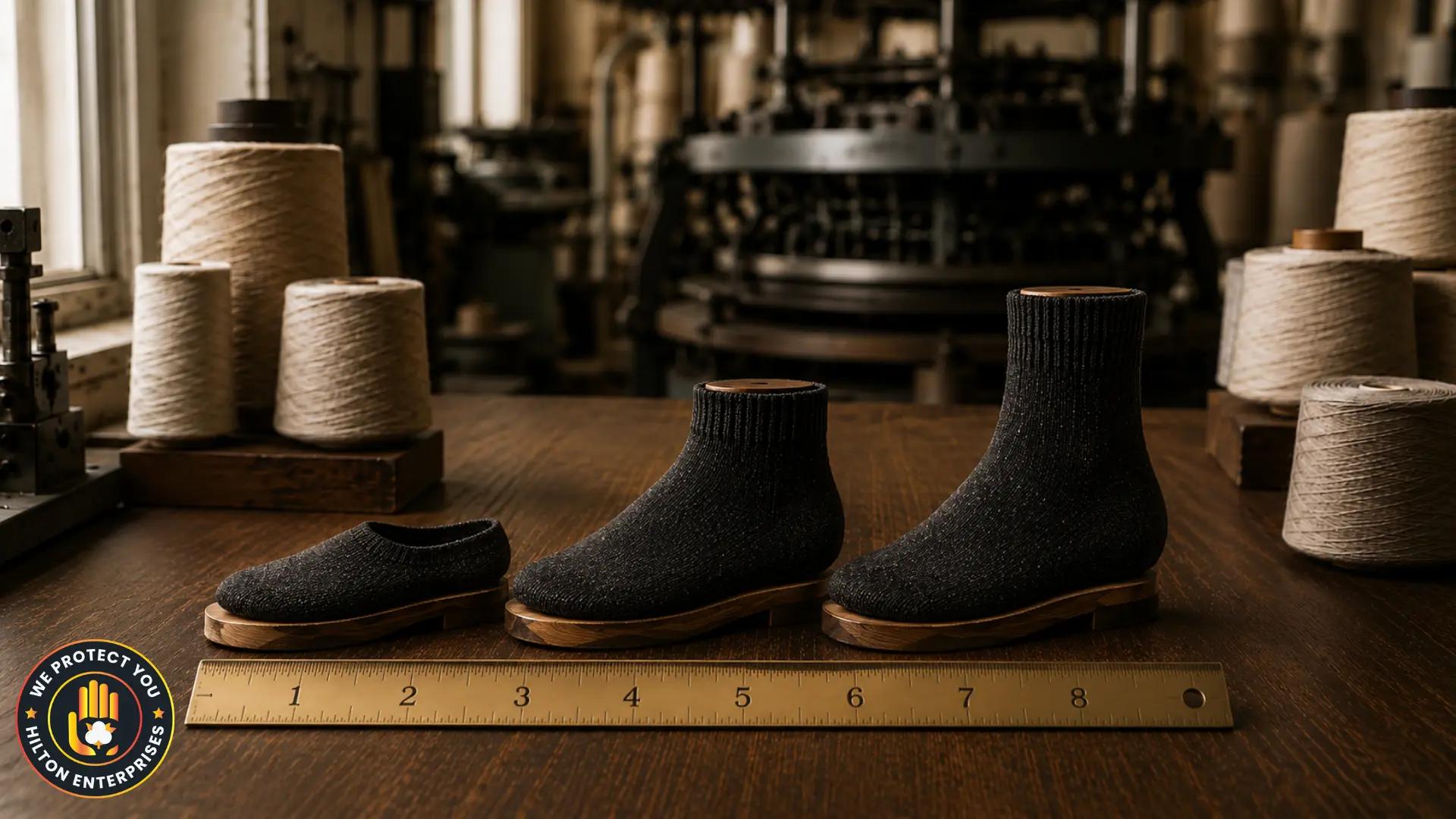 Ankle, no-show, and low-cut socks compared side by side with a tape measure showing height differences