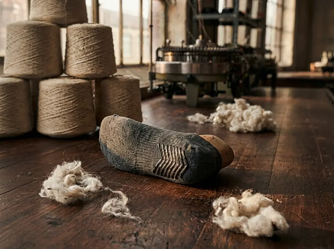 Close-up of the silicone heel grip strip inside a no-show sock that keeps it from slipping into the shoe