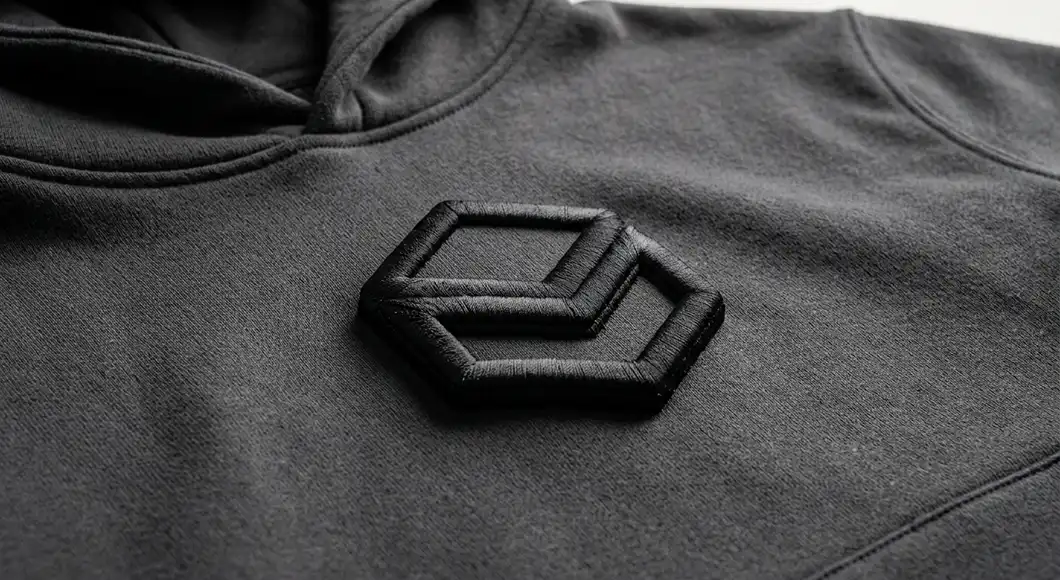 3D puff embroidery — raised foam texture, Hilton Enterprises